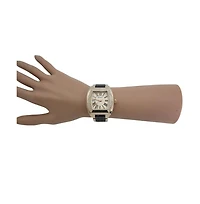 Olivia Pratt Black Rhinestone Accent Square Dial Metal Watch