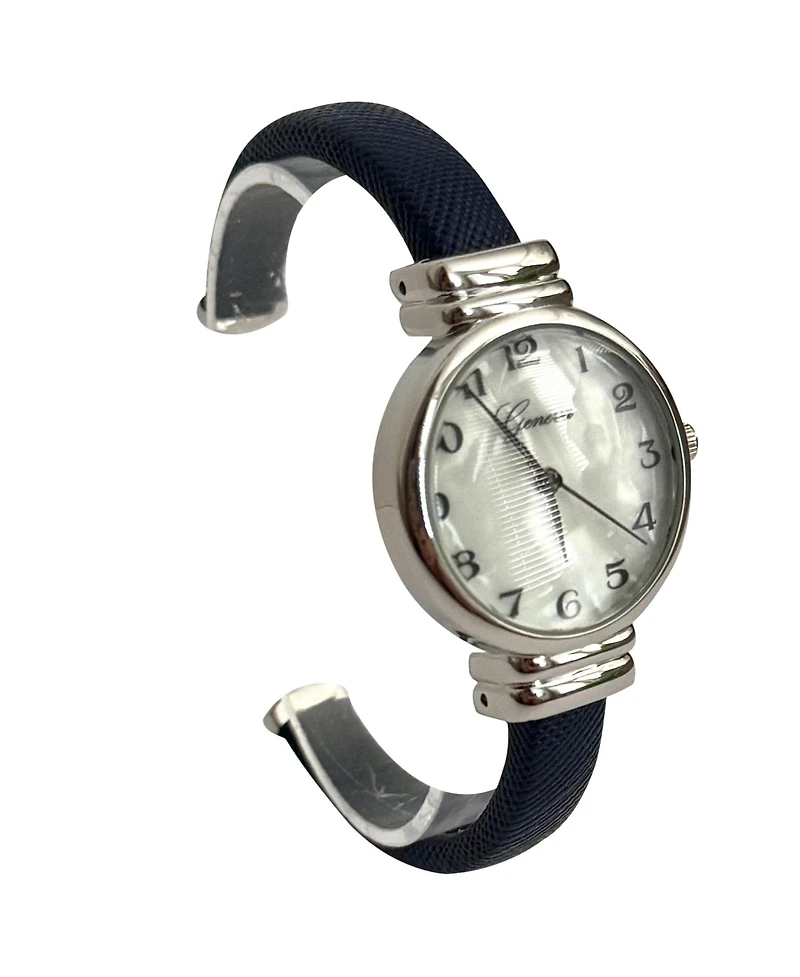 Olivia Pratt Navy Faux Leather Thin Bangle Women Watch