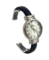 Olivia Pratt Navy Faux Leather Thin Bangle Women Watch