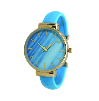 Olivia Pratt Leather Bangle Fashion Watch With Gradient Face - Turquoise
