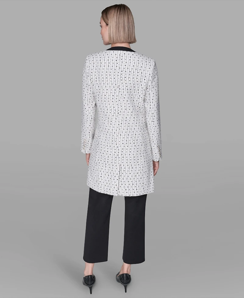 Karl Lagerfeld Paris Women's Long-Sleeve Contrast Topper Long Jacket