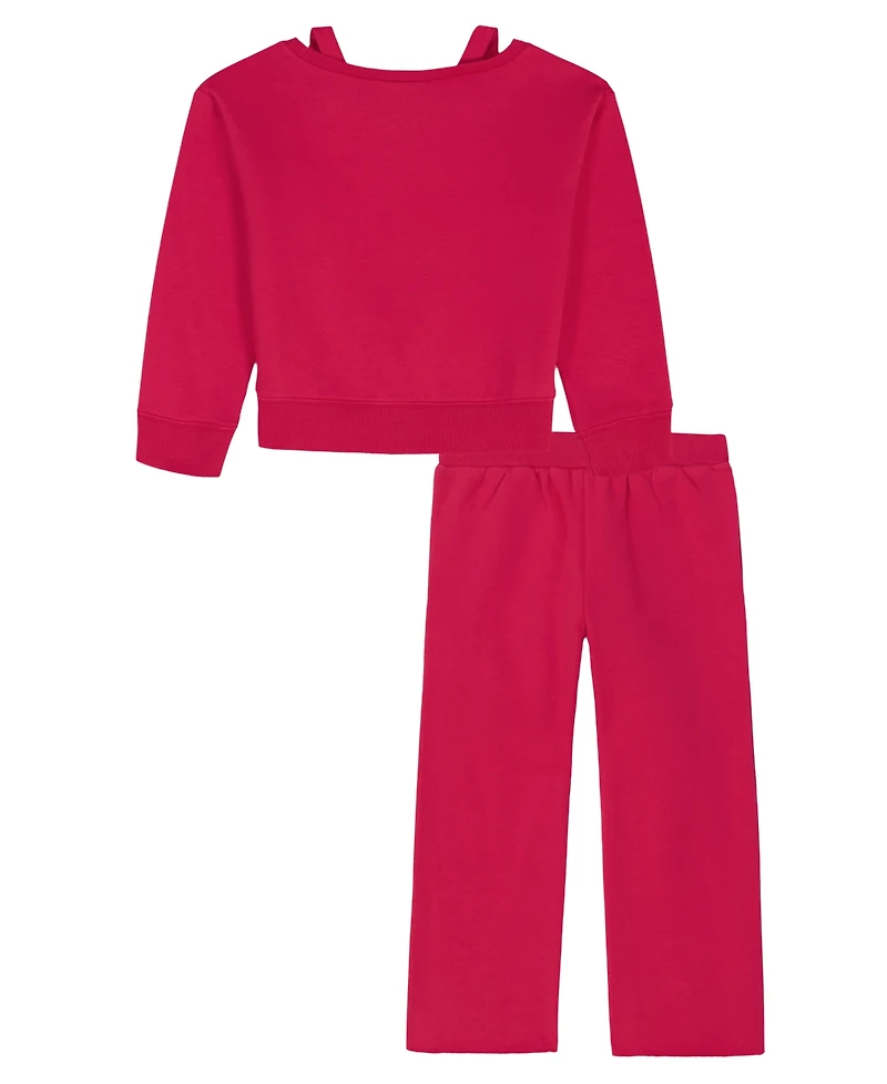 Tommy Hilfiger Girls Toddler 2T-4T 2-Piece Oversized Sweatshirt and Wide-Leg Pants Set