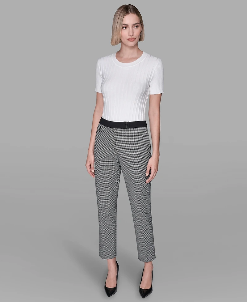 Karl Lagerfeld Paris Women's Checkered Straight Ankle Pants