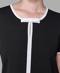 Karl Lagerfeld Paris Women's Short-Sleeve Contrast Piping Top