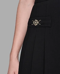 Karl Lagerfeld Paris Women's Pleated Hardware Detail Skirt