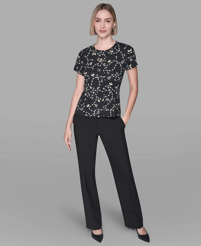 Karl Lagerfeld Paris Women's Short-Sleeve Fitted Top