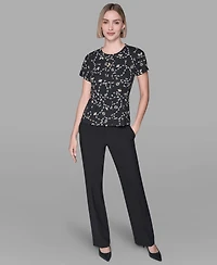 Karl Lagerfeld Paris Women's Short-Sleeve Fitted Top