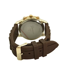 Olivia Pratt Brown Rhinestone Bezel Silicone Strap Watch