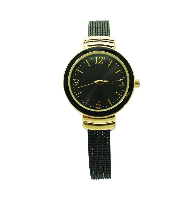 Black Gold Olivia Pratt Every Day Textured Metal Bangle Watch
