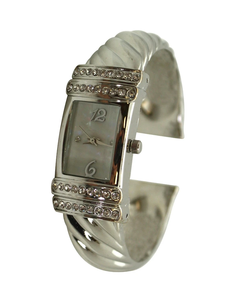 Olivia Pratt Silver Square and Thin Face Bangle Women Watch