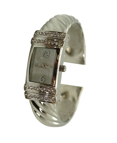 Olivia Pratt Silver Square and Thin Face Bangle Women Watch