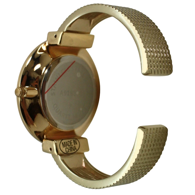 Gold Big Round Face with Rhinestones Women Watch