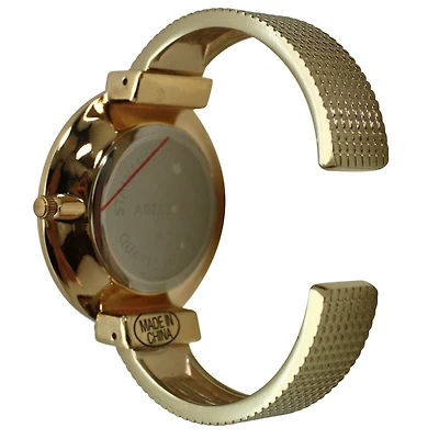 Gold Big Round Face with Rhinestones Women Watch
