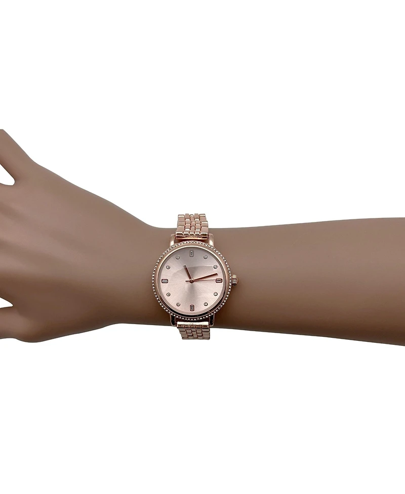 Olivia Pratt Rose Gold Elegant Everyday Rhinestones Bezel Women Watch