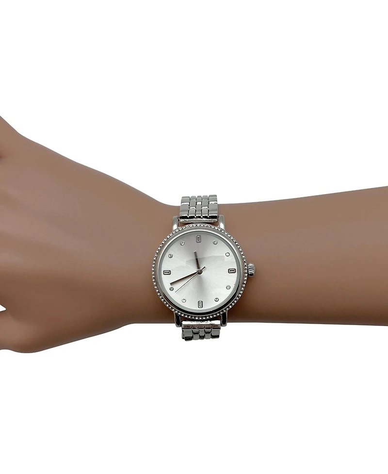 Olivia Pratt Silver Elegant Everyday Rhinestones Bezel Women Watch