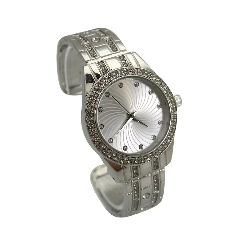 Silver Rhinestone Shiny Bangle Watch