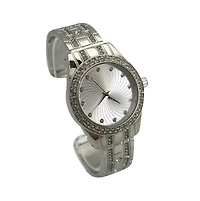 Silver Rhinestone Shiny Bangle Watch