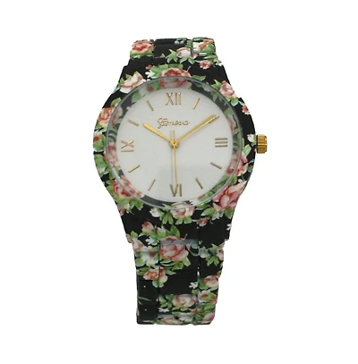 Olivia Pratt Black Floral Flowers Band Women Watch