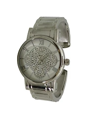 Olivia Pratt Stainless Steel Crystal Detail Bangle Watch - Silver