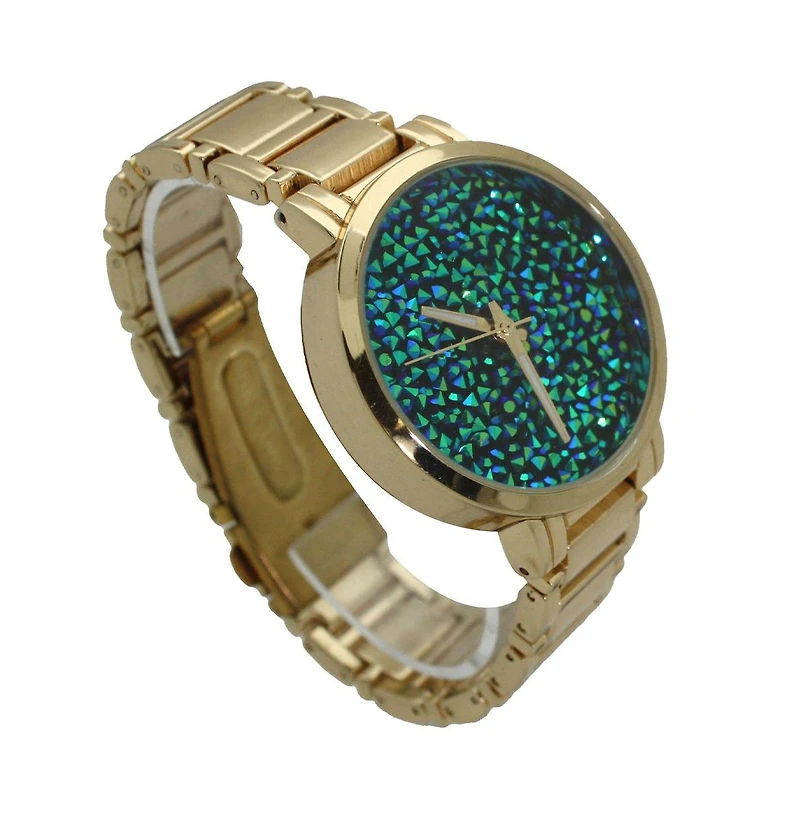 Olivia Pratt Teal Gold Sparkling Face Women Watch