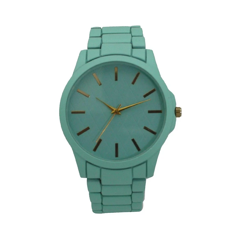Olivia Pratt Teal Solid Color Large Face Women Watch
