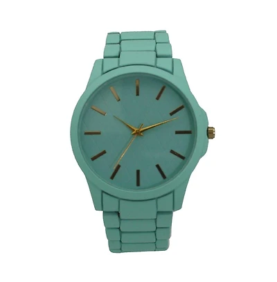 Olivia Pratt Teal Solid Color Large Face Women Watch