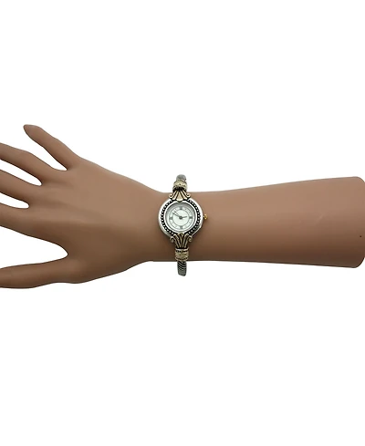 Two Tone Small Elegant Antique Look Women Bangle Watch