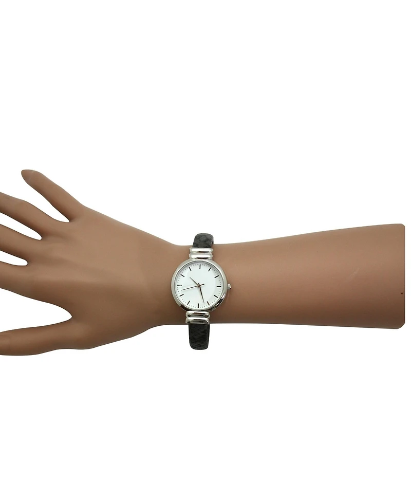 Dark Gray Faux Snake Skin Bangle Women Watch