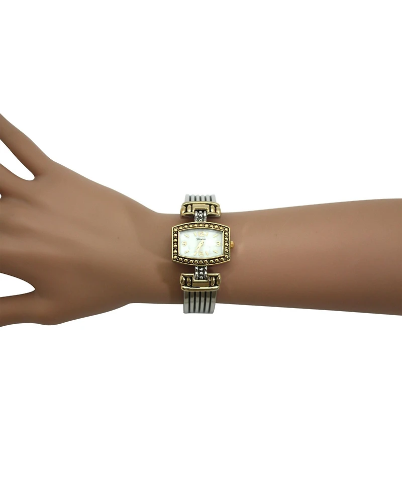 Olivia Pratt Two Tone Detailed Bangle Women Watch