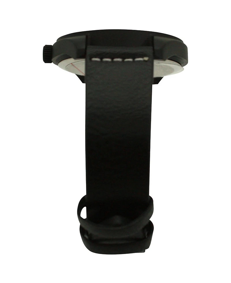 Olivia Pratt Black Black Minimalist Faux Leather Band Men Watch