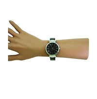 Olivia PrattGunmetal Silver Olivia Pratt Elegant Emerald Rhinestone Solid Metal Bangle Watch