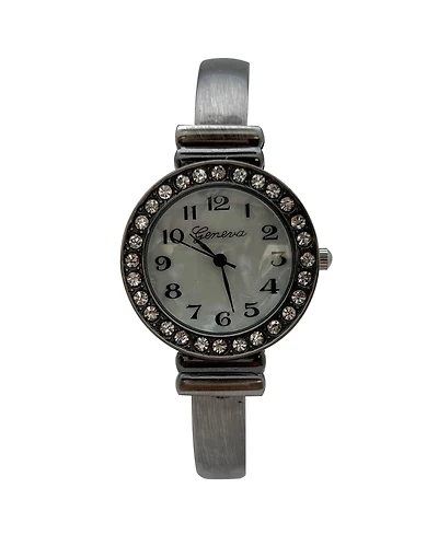 Olivia Pratt Gunmetal New Style Rhinestone Bezel Bangle Women Watch
