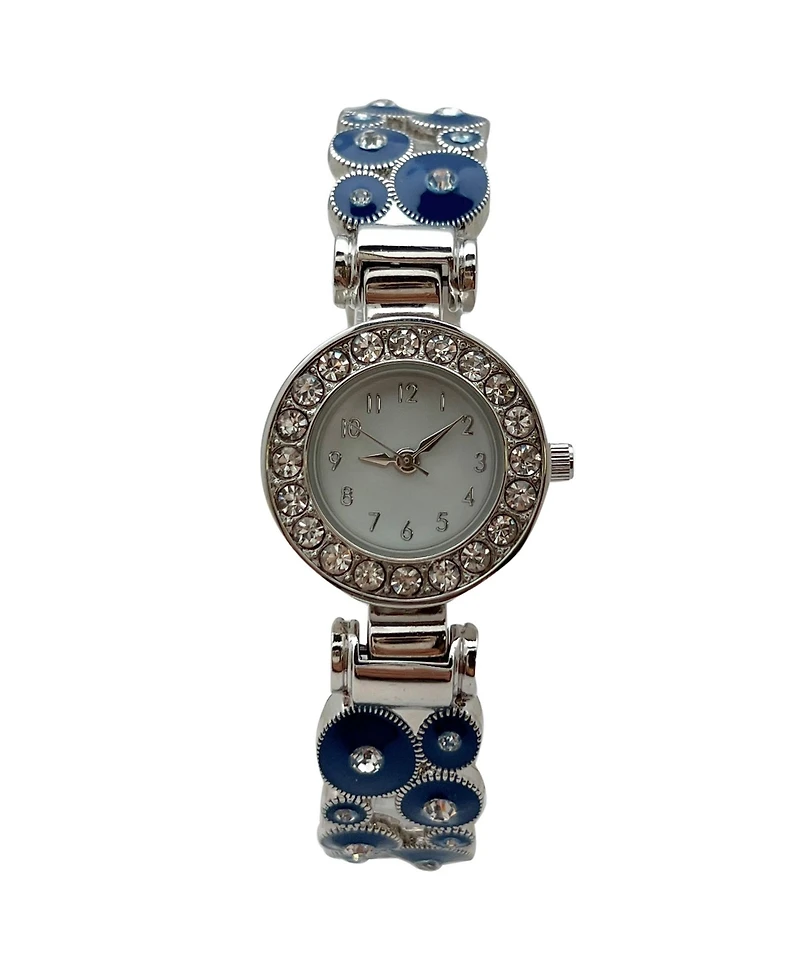 Olivia Pratt Blue Silver Colorful Round Shapes Band Bangle Women Watch
