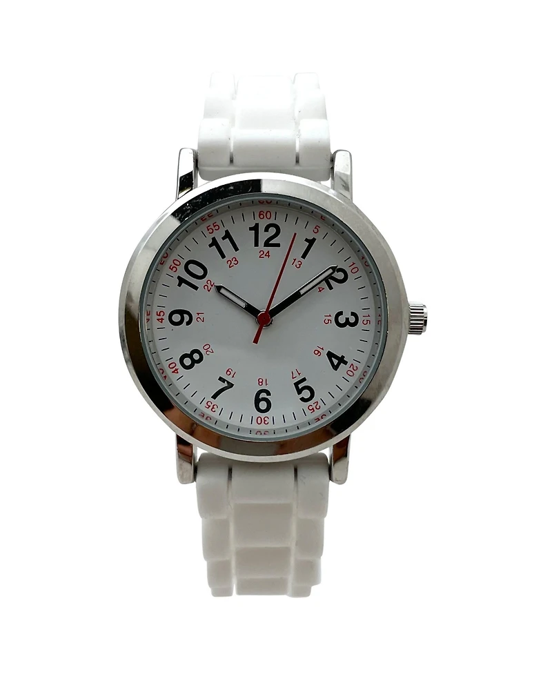 Olivia Pratt White Easy Read Medical Professionals Silicone Band Women Watch