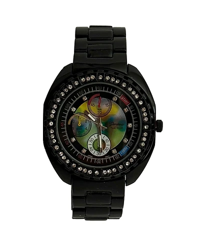 Olivia Pratt Black and Rhinestones Bezel Women Watch