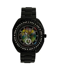 Olivia Pratt Black and Rhinestones Bezel Women Watch