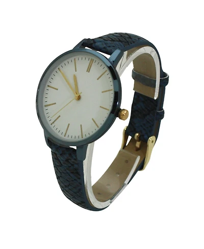 Olivia Pratt Blue Snake Print Leather Strap Watch