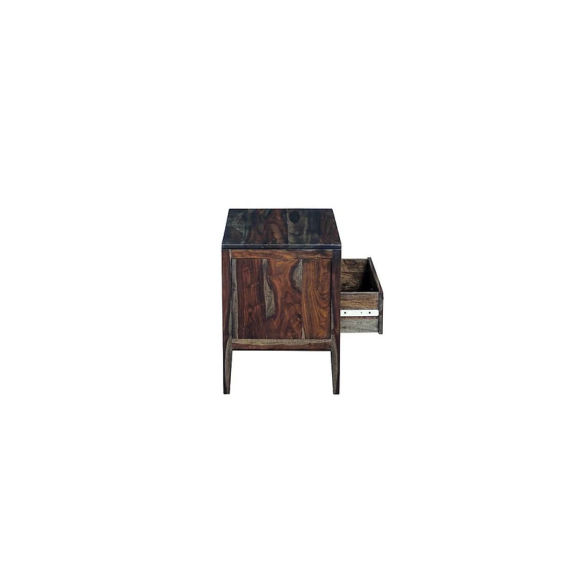 Porter Designs Fall River Solid Sheesham Wood Nightstand, Gray