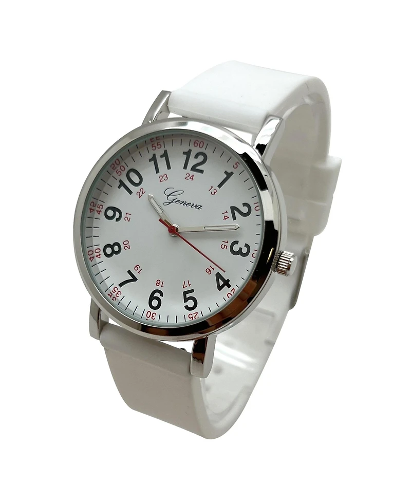 Olivia Pratt White Easy-Read Nurse Watch with Silicone Band Women Watch