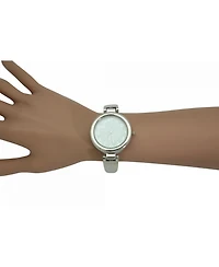 Silver Plain Texture Metallic Bangle Watch