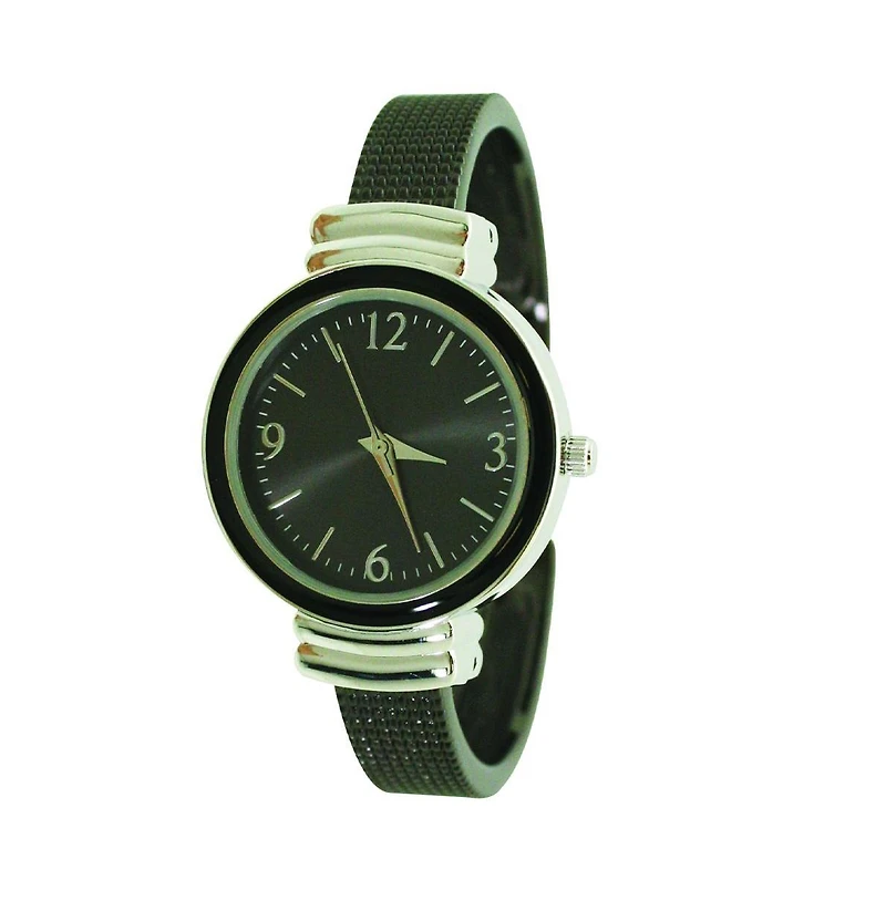 Olivia Pratt Black Silver Olivia Pratt Every Day Textured Metal Bangle Watch