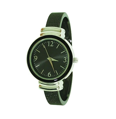 Olivia Pratt Black Silver Olivia Pratt Every Day Textured Metal Bangle Watch