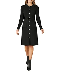 Yumi Women's Belted Rib Knit Midi Dress With Pockets