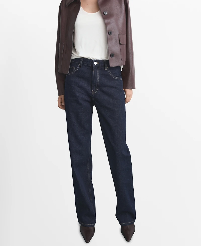 Mango Women's Miami Medium-Rise Straight-Fit Jeans