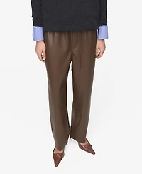 Mango Women's Leather-Effect Elastic Waist Pants