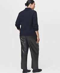 Mango Women's Leather-Effect Elastic Waist Pants