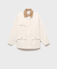Mango Women's Corduroy Collar Denim Parka Blazer