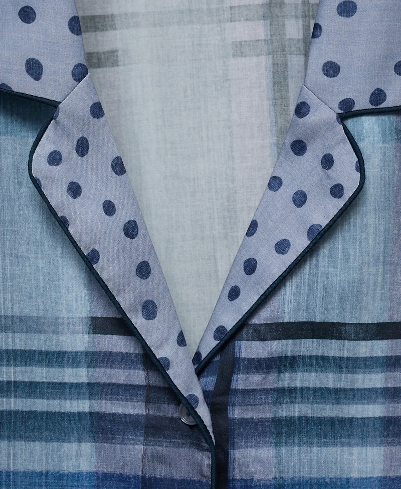 Mango Women's Piping Detail Printed Pajama Shirt