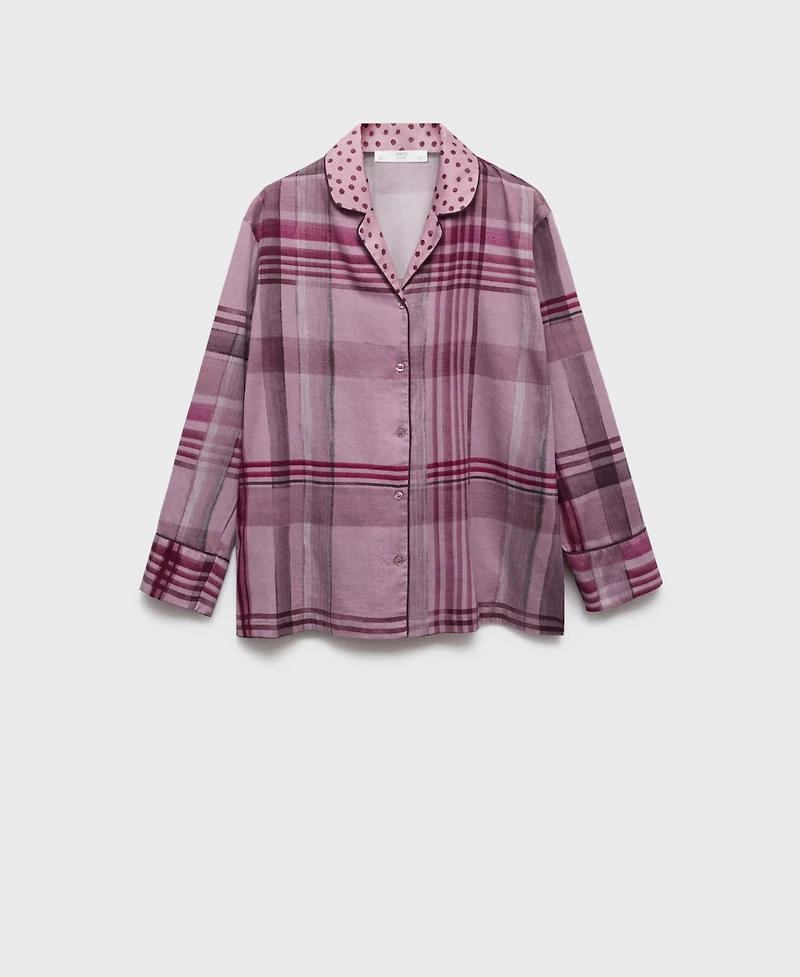 Mango Women's Piping Detail Printed Pajama Shirt