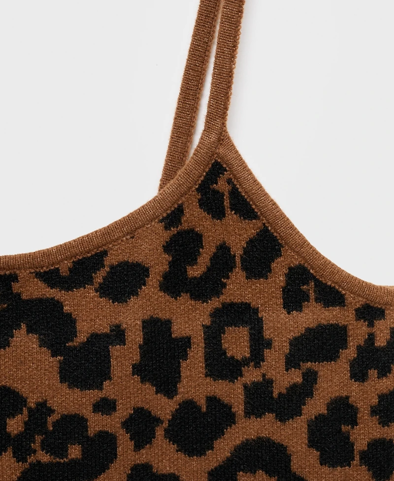 Mango Women's Leopard-Print Knitted Top